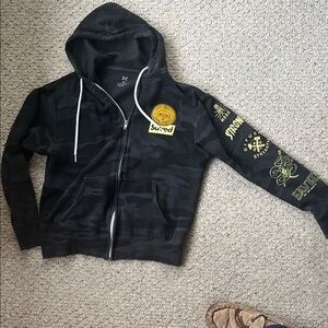 Black Camouflage Zip-Up Hoodie